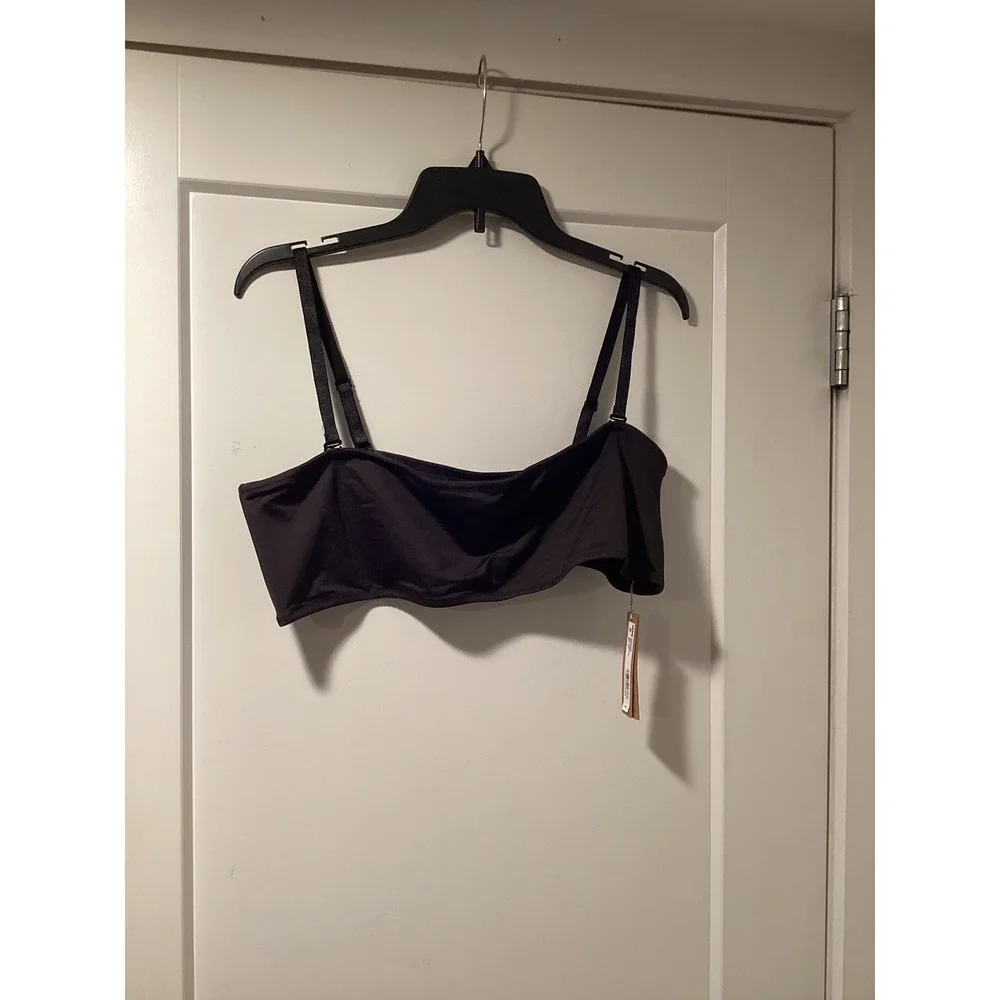 SKIMS Signature Swim Micro Bandeau Onyx Black Bikini Top 3X ST-BAN-10067W